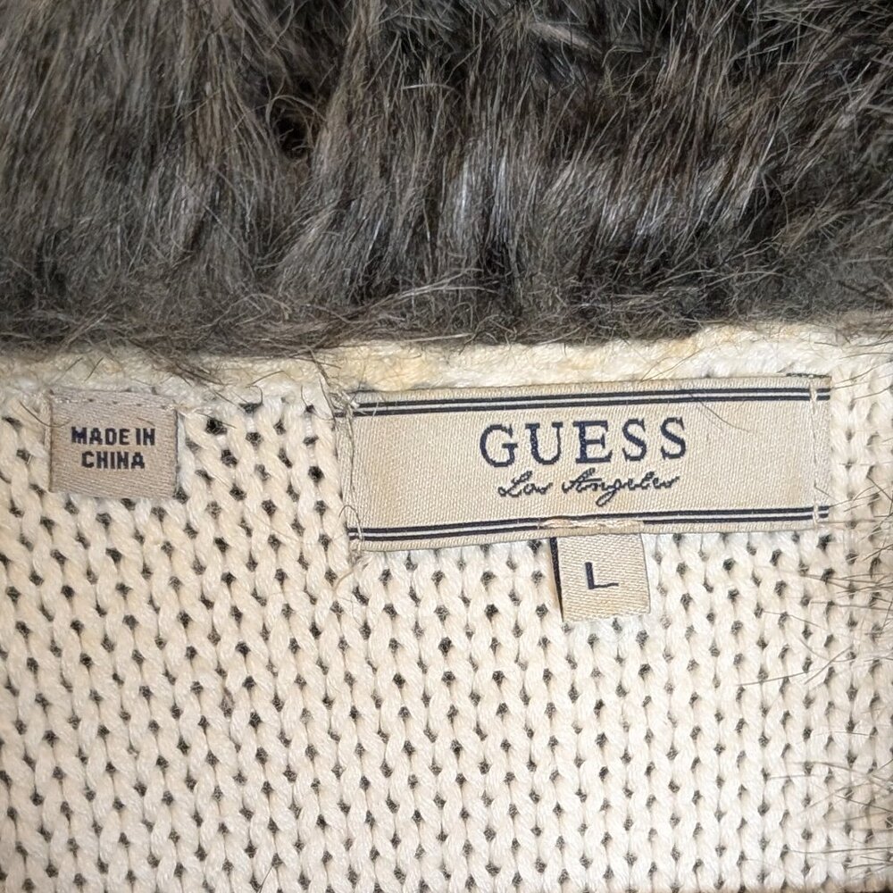 Guess ViVi Sweater Faux Fur Sweater Vest Sz L - Picture 6 of 10